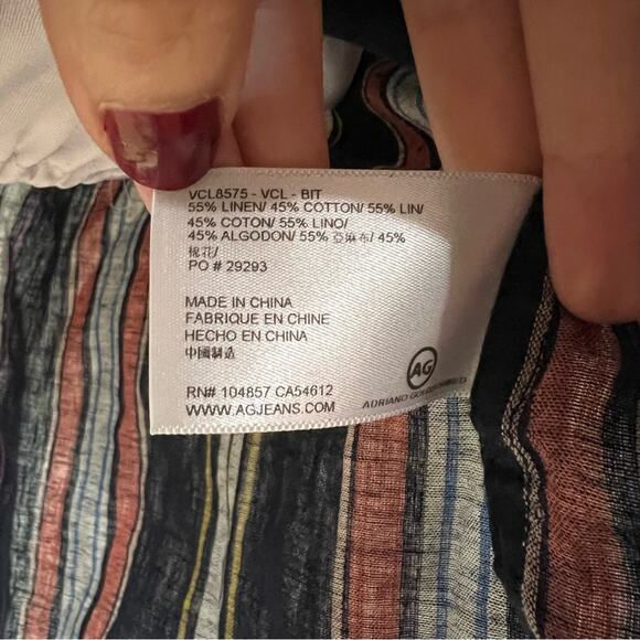 AG Adriano Goldschmied Jett linen cotton striped button mini shirtdress SMALL - Picture 11 of 12